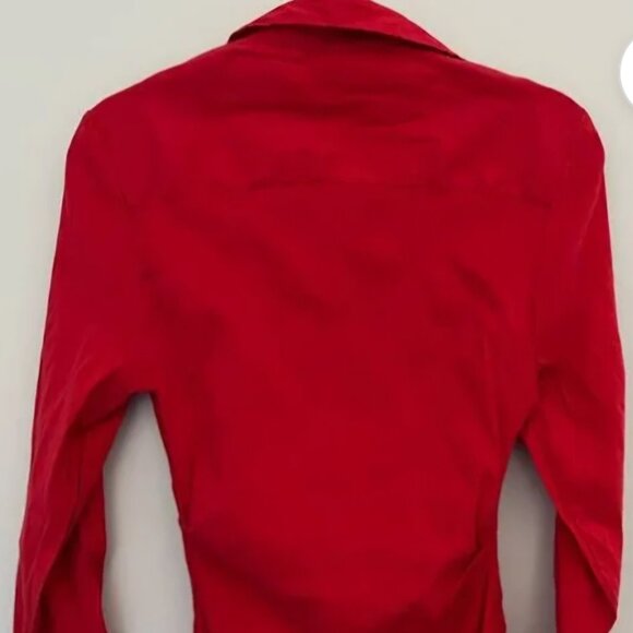 Zara red ruched Festive Sexy holiday Christmas Party long sleeve Midi dress M - Picture 6 of 11